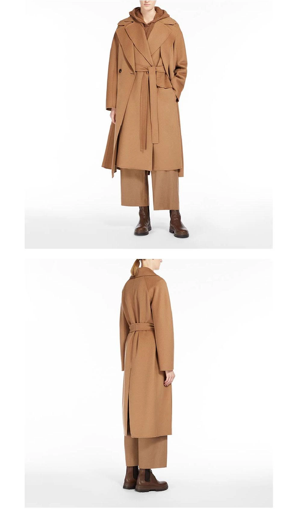 商品S'MAX MARA|ZENITH 驼色翻领中长款羊毛大衣 【香港仓极速发货】,价格¥5713,第5张图片详细描述