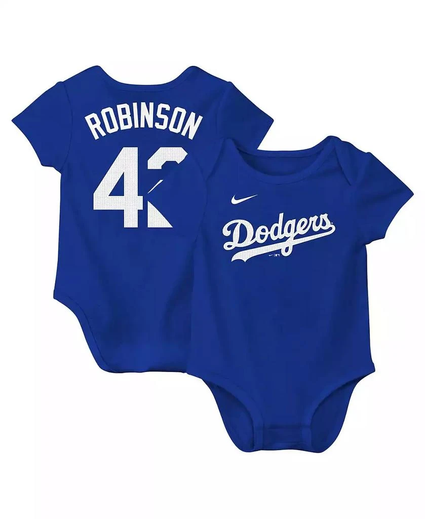 商品NIKE|Baby Boys and Girls Jackie Robinson Royal Los Angeles Dodgers Fuse Name Number Bodysuit,价格¥195,第1张图片