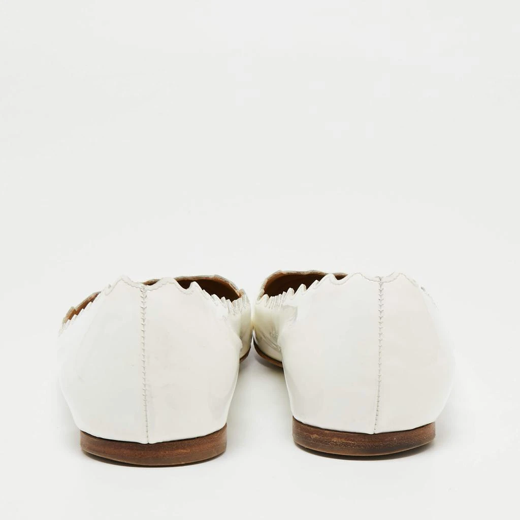 商品[二手商品] Chloé|Chloe White Patent Leather Lauren Scalloped Ballet Flats Size 38.5,价格¥1045,第5张图片详细描述