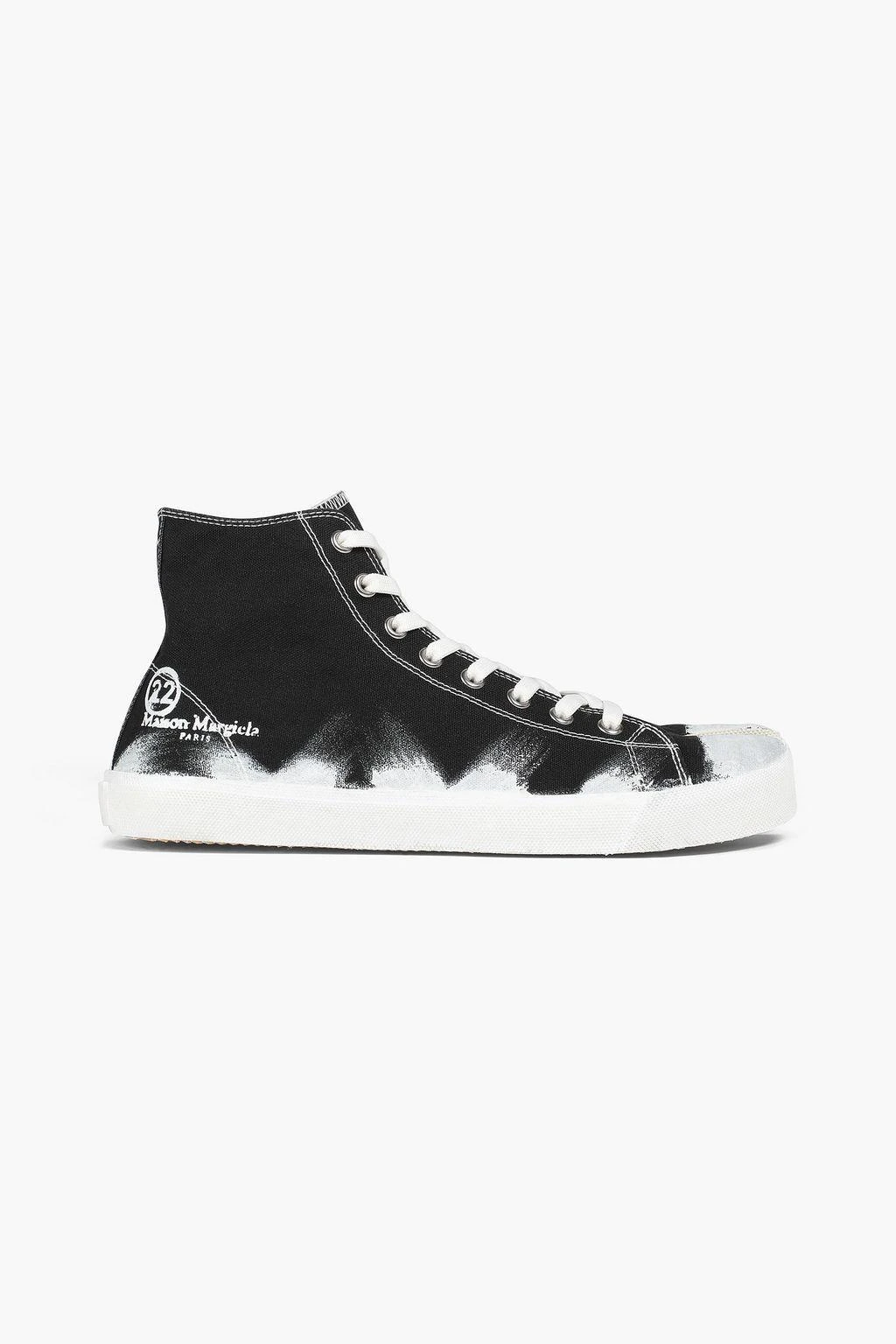 商品MAISON MARGIELA|Tabi split-toe painted canvas high-top sneakers,价格¥2408,第1张图片