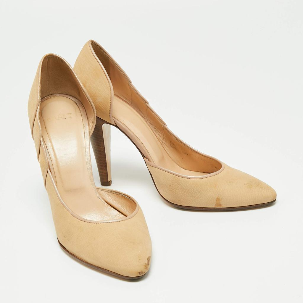 Bally Light Brown Nubuck Leather D'orsay Pointed Toe Pumps Size 39.5商品第4张图片规格展示