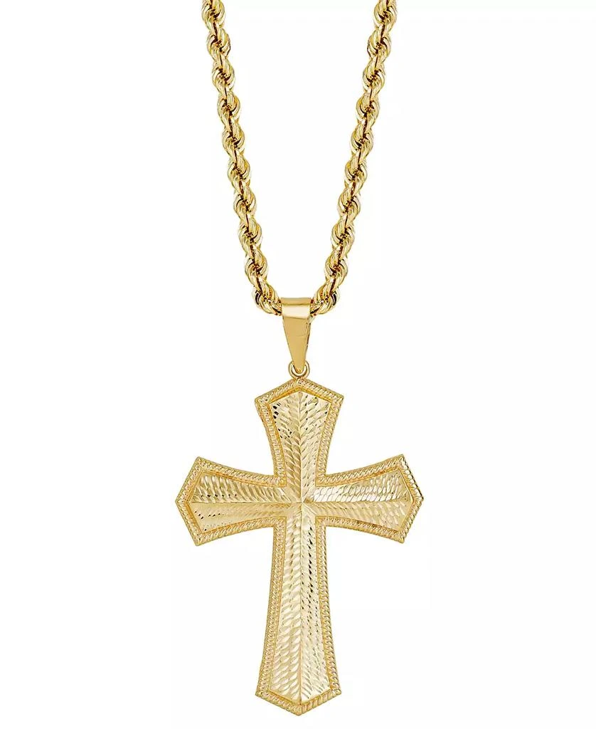 商品Macy's|Men's Textured Cross 22" Pendant Necklace in 10k Gold,价格¥8461,第1张图片