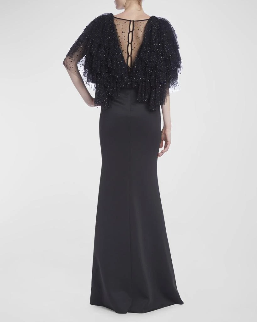 商品Badgley Mischka|Crystal Ruffle Trumpet Gown,价格¥3684,第3张图片详细描述