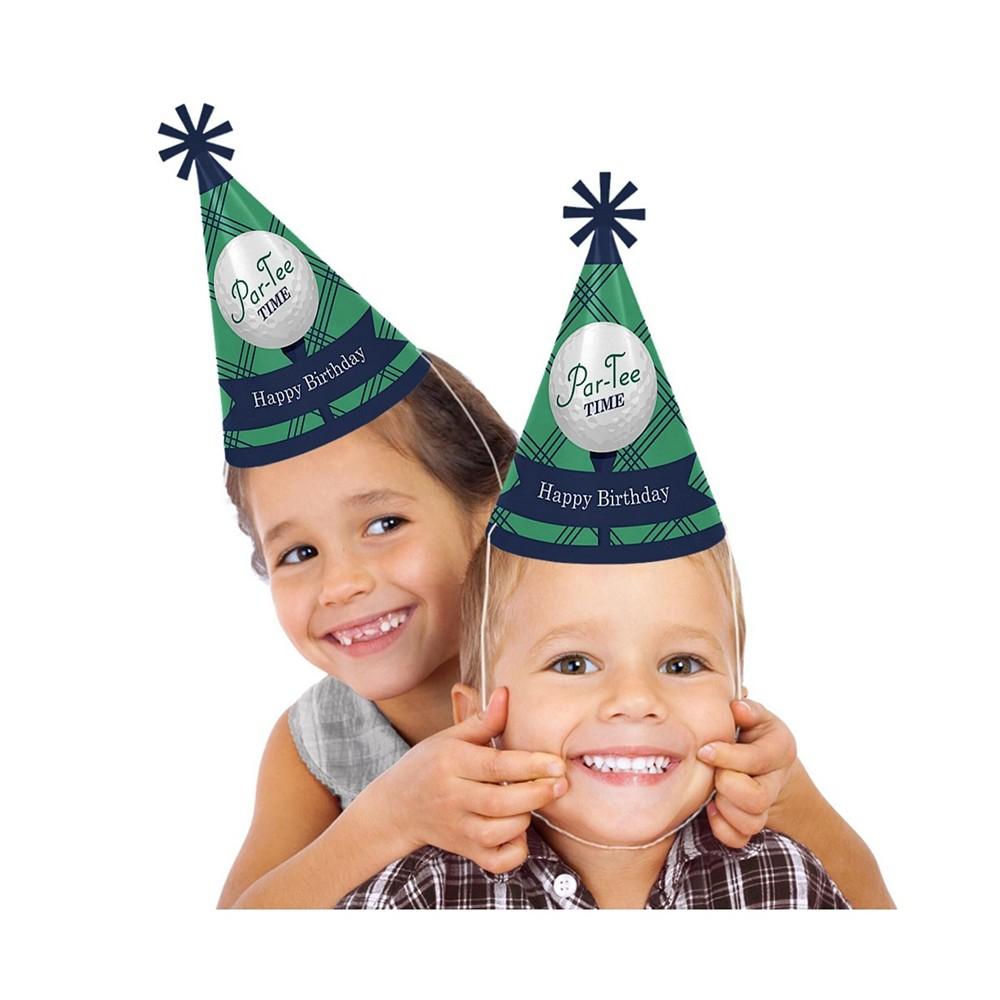 Par-Tee Time - Golf - Cone Happy Birthday Party Hats for Kids and Adults - Set of 8 Standard Size商品第2张图片规格展示