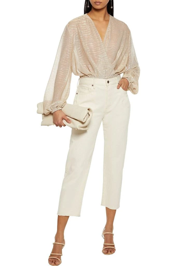 商品IRO|Maryle wrap-effect Lurex-jacquard peplum blouse,价格¥597,第2张图片详细描述