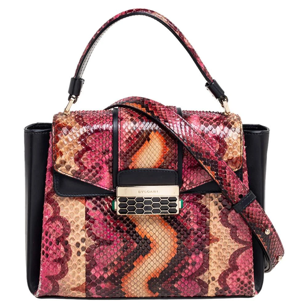 商品[二手商品] BVLGARI|Bvlgari Multicolor Python and Leather Serpenti Viper Top Handle Bag,价格¥8020,第1张图片