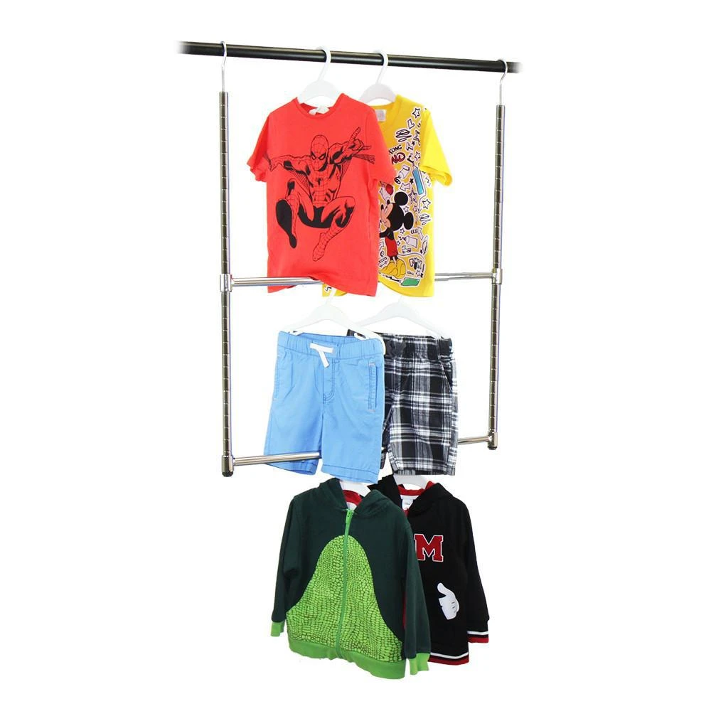 商品Oceanstar|2-Tier Portable Adjustable Closet Hanger Rod, Chrome,价格¥332,第4张图片详细描述