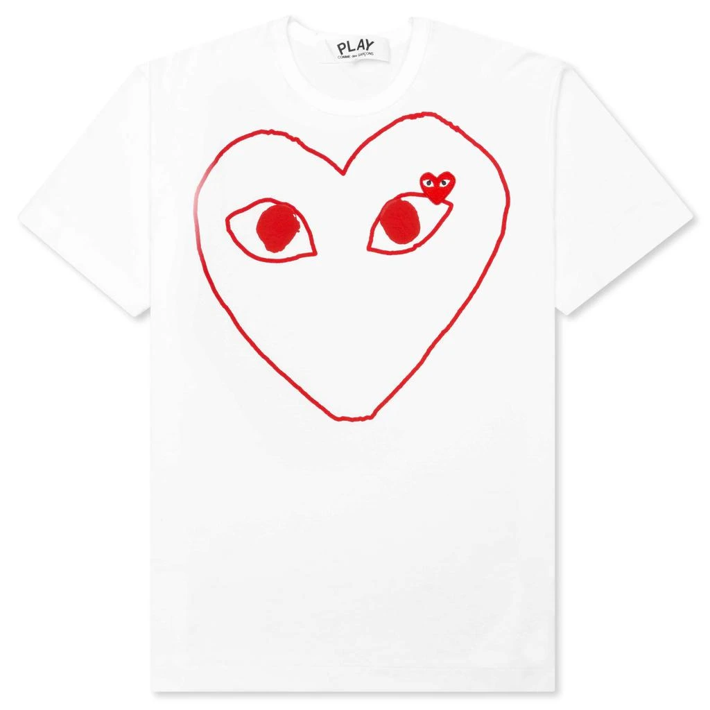 商品Comme des Garcons|Outline Heart T-Shirt - White/Red,价格¥1032,第1张图片