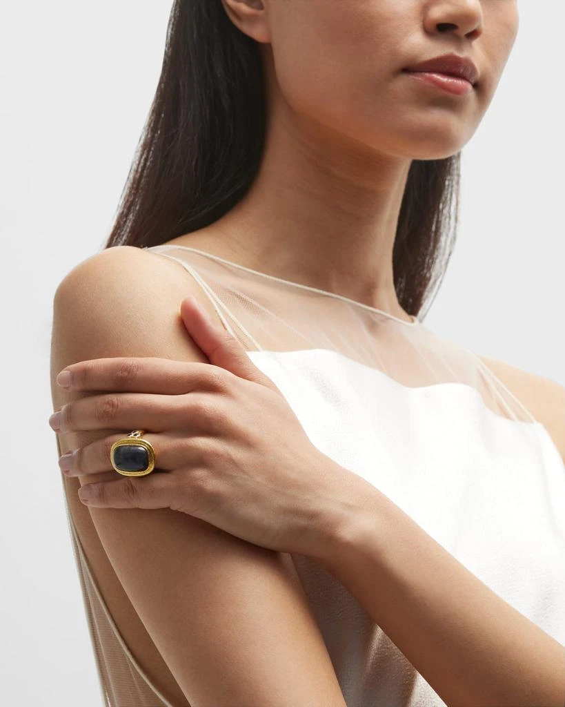 商品Elizabeth Locke|19K Cushion Cut Labradorite and Blue Sapphire Ring, Size 6.5,价格¥46856,第2张图片详细描述