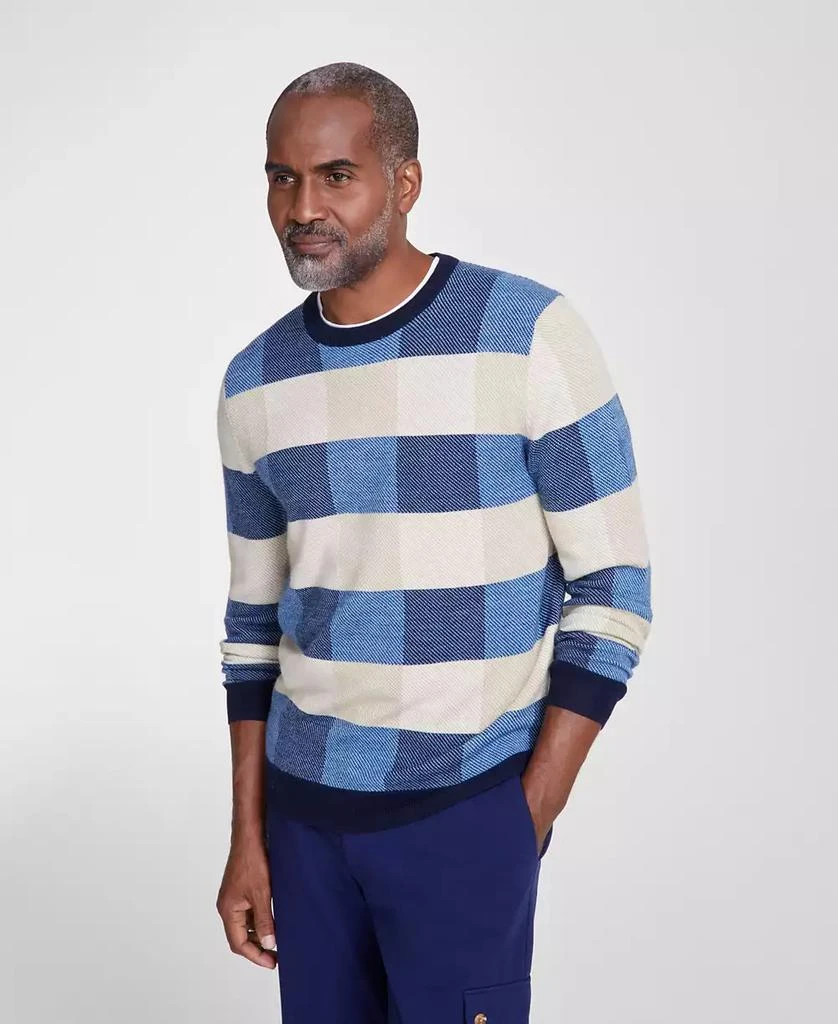 商品Club Room|Men's Textured Check Merino Crewneck Sweater, Created for Macy's,价格¥225,第1张图片