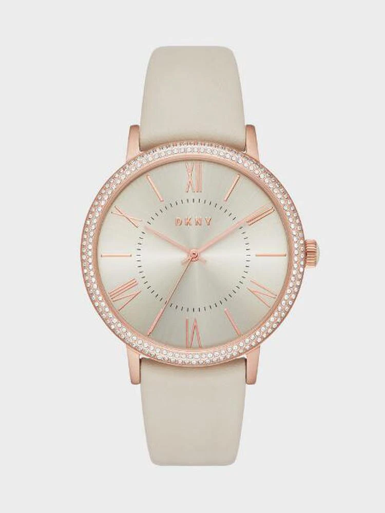 商品DKNY|Willoughby Rose Gold-Tone And Gray Leather Three-Hand Watch,价格¥984,第2张图片详细描述