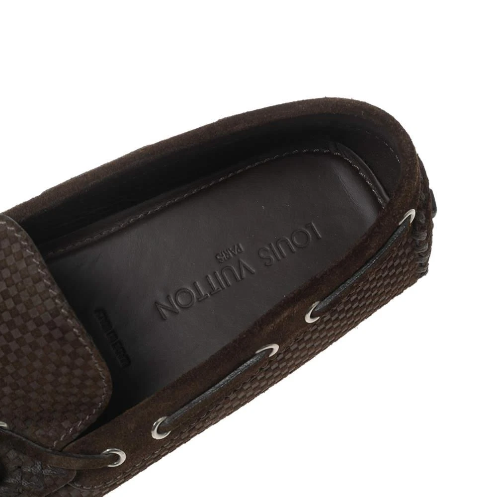Louis Vuitton Brown Petit Damier Suede Bow Loafers Size 44 商品