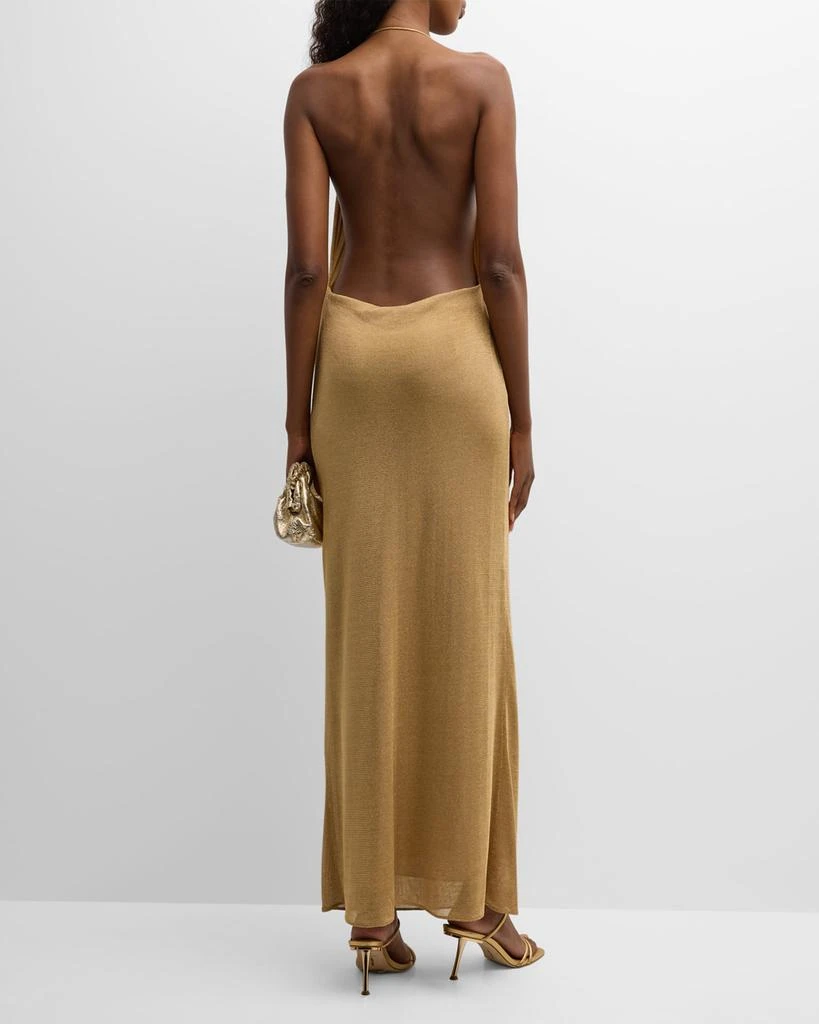Luxury Metallic Jersey Draped Plunging Wrap Gown 商品