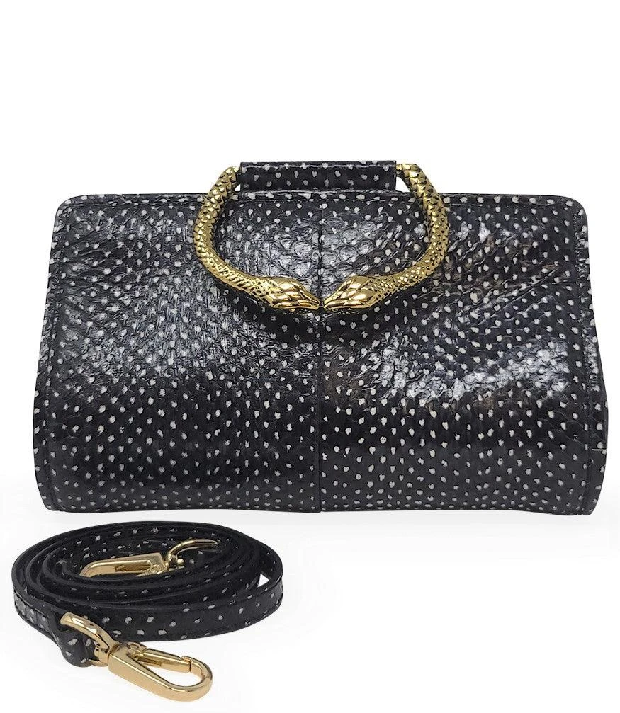 商品TRAMONTANO|Tramontano Black Leather Mini Clutch W/ Snake Handle,价格¥4152,第3张图片详细描述