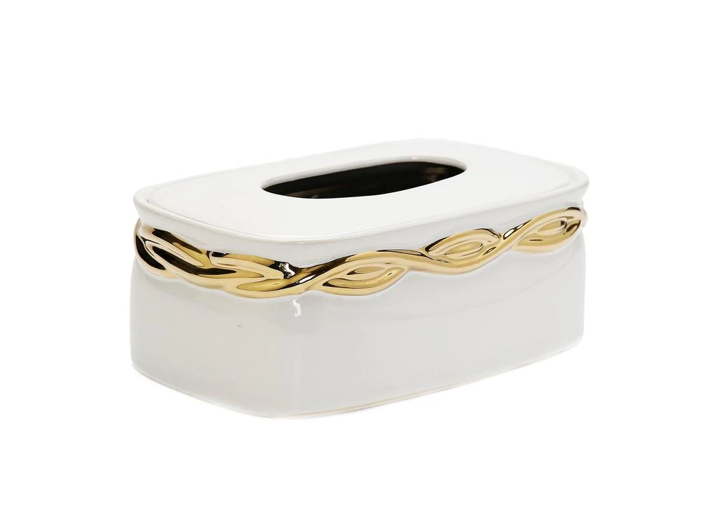 商品Vivience|White Tissue Box with Gold Design,价格¥449,第1张图片