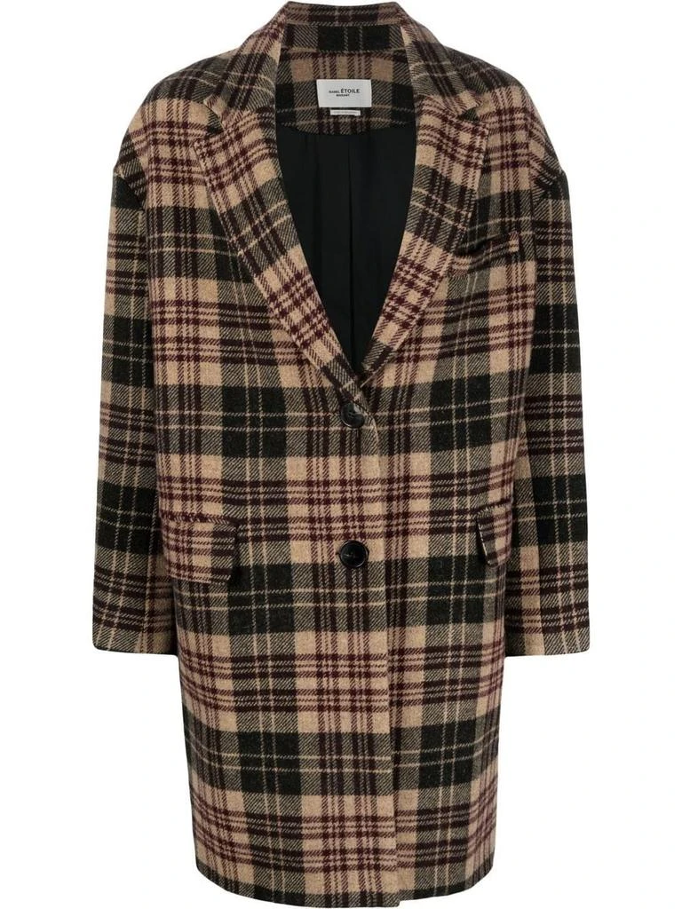 商品Isabel Marant|Burgandy Oversized Limiza Checked Coat,价格¥2784,第1张图片