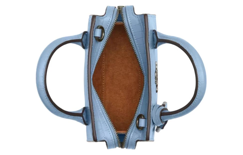 商品[国内直发] Coach|蔻驰 Carryall Andrea 15 徽标Logo内部多功能口袋 鳄鱼压纹皮革 单肩斜挎手提包 迷你 女款 蓝色,价格¥1843,第4张图片详细描述
