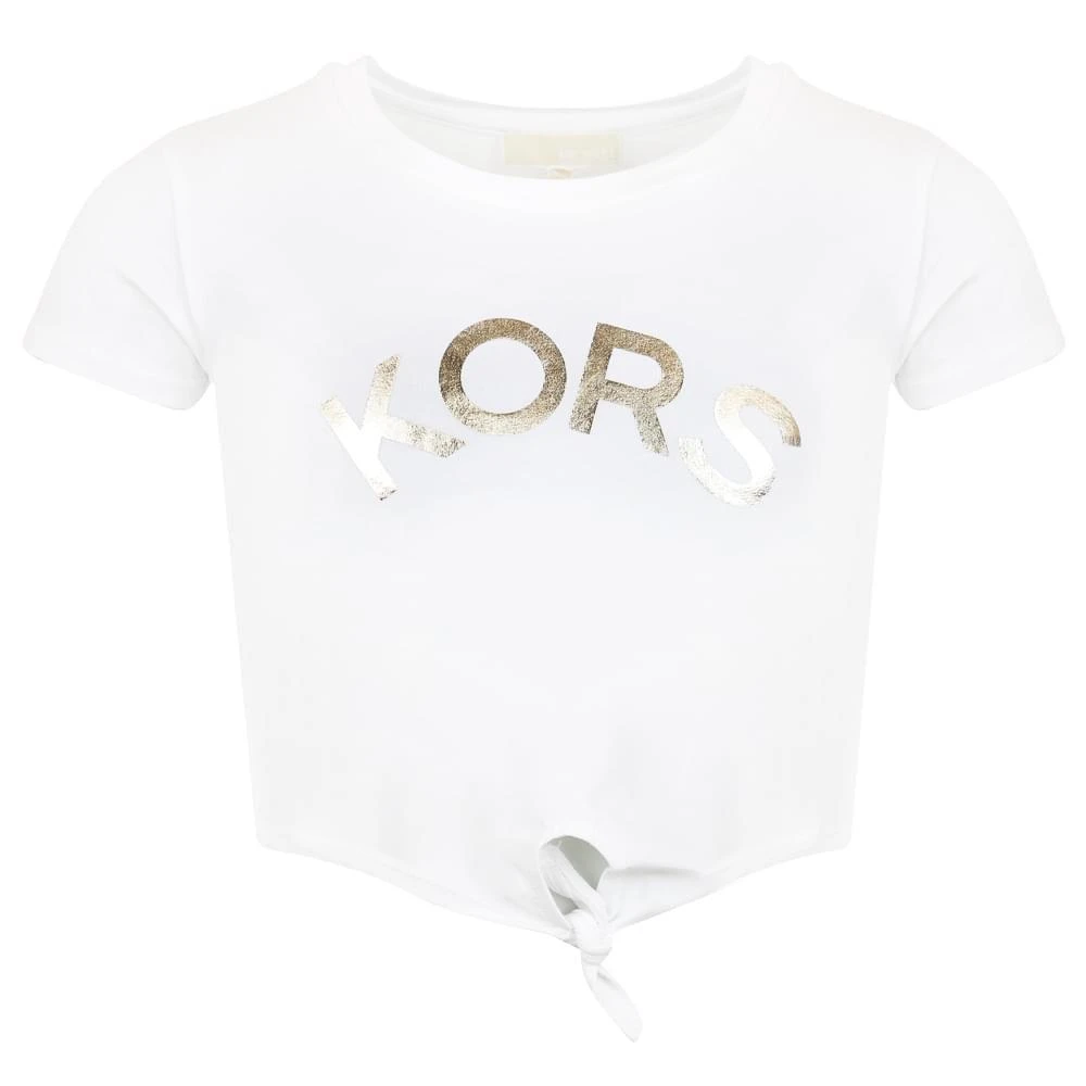 商品Michael Kors|White Cropped Logo Tie T Shirt,价格¥157,第1张图片