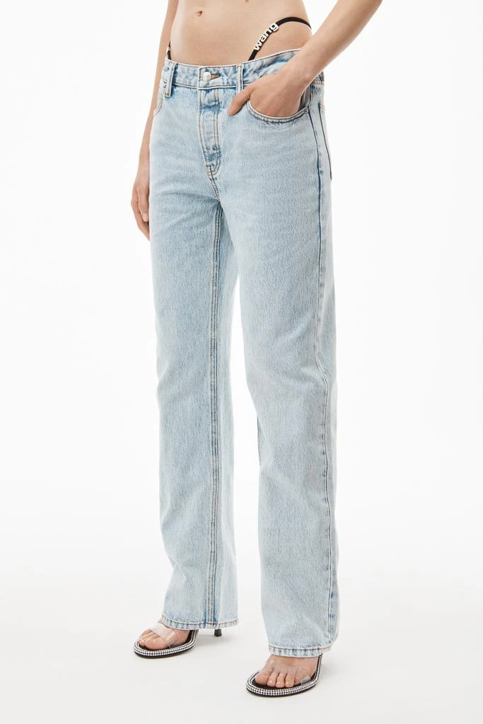 商品Alexander Wang|DIAMANTE LOGO STRAP LAYER JEAN IN DENIM,价格¥2940,第4张图片详细描述