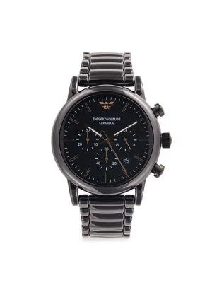 商品Emporio Armani|Black Stainless Steel Chronograph Bracelet Watch,价格¥2229,第1张图片