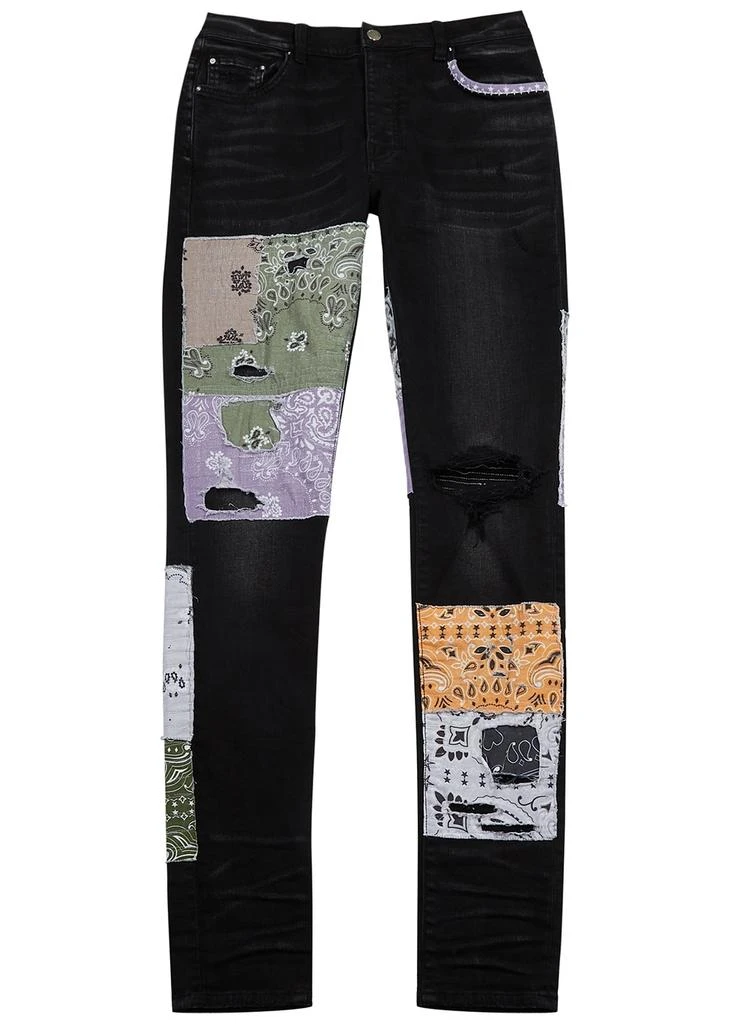 商品AMIRI|Bandana Patchwork distressed skinny jeans,价格¥4897,第1张图片