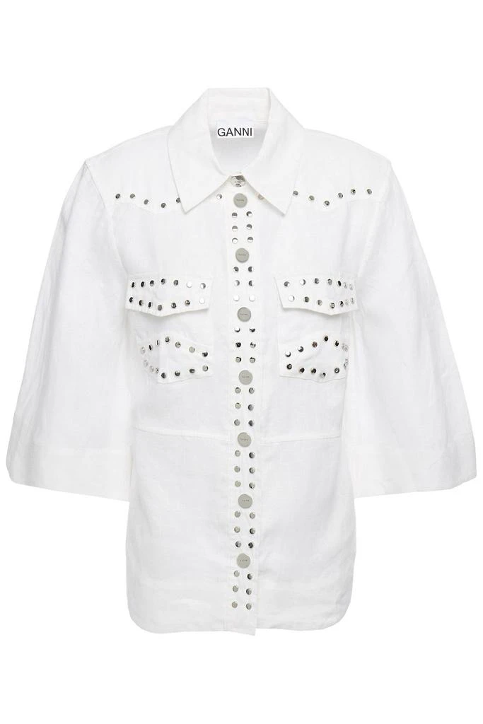 商品Ganni|Studded linen shirt,价格¥885,第1张图片