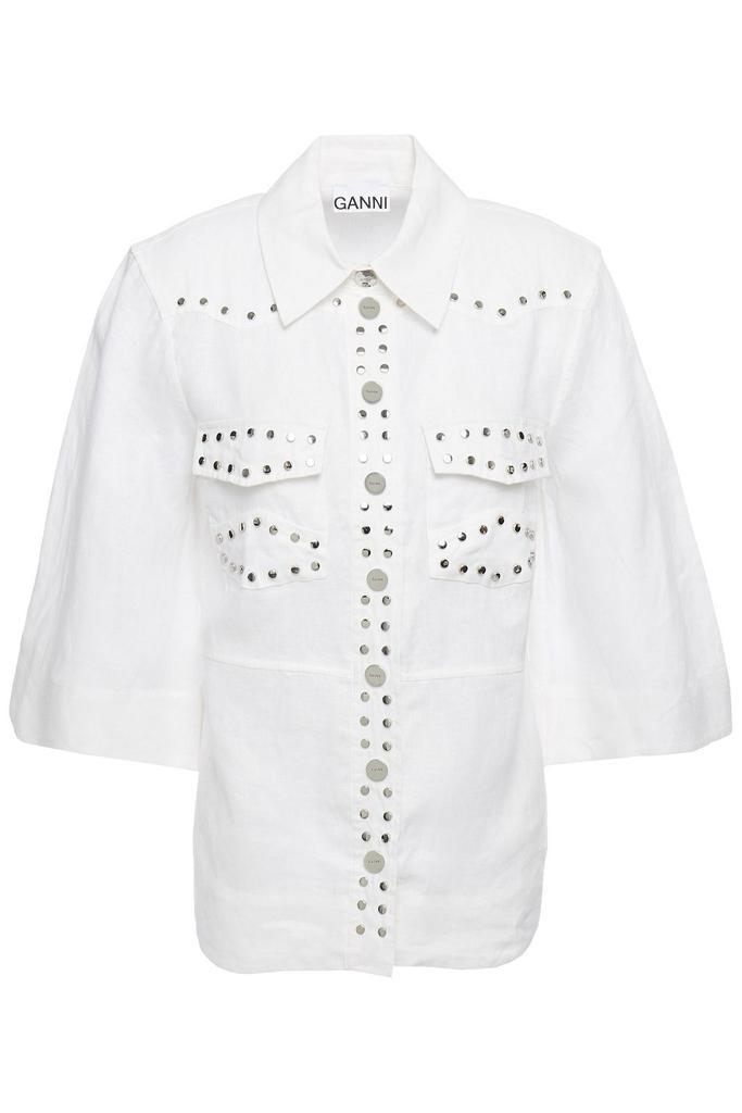 商品Ganni|Studded linen shirt,价格¥837,第1张图片