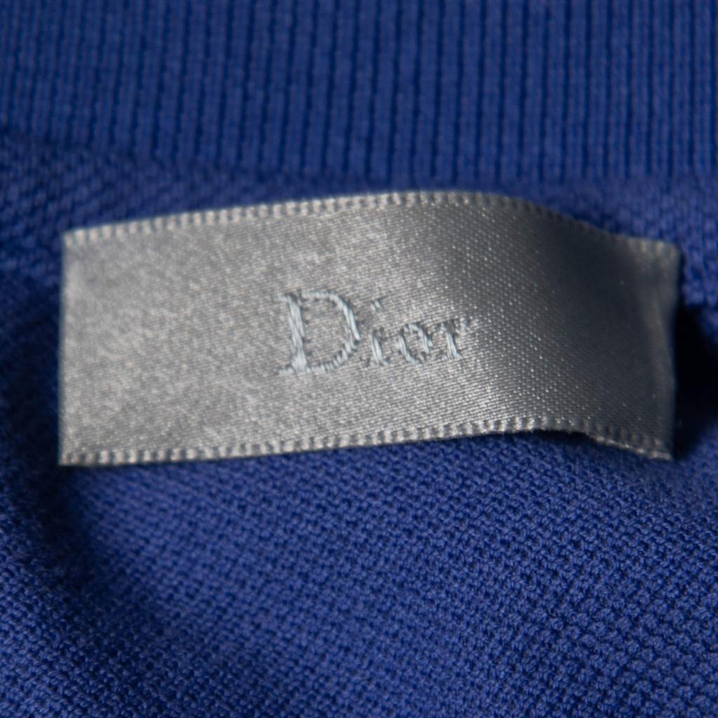 Dior Purple Cotton Pique Bee Embroidered Short Sleeve Polo T-Shirt XS商品第4张图片规格展示