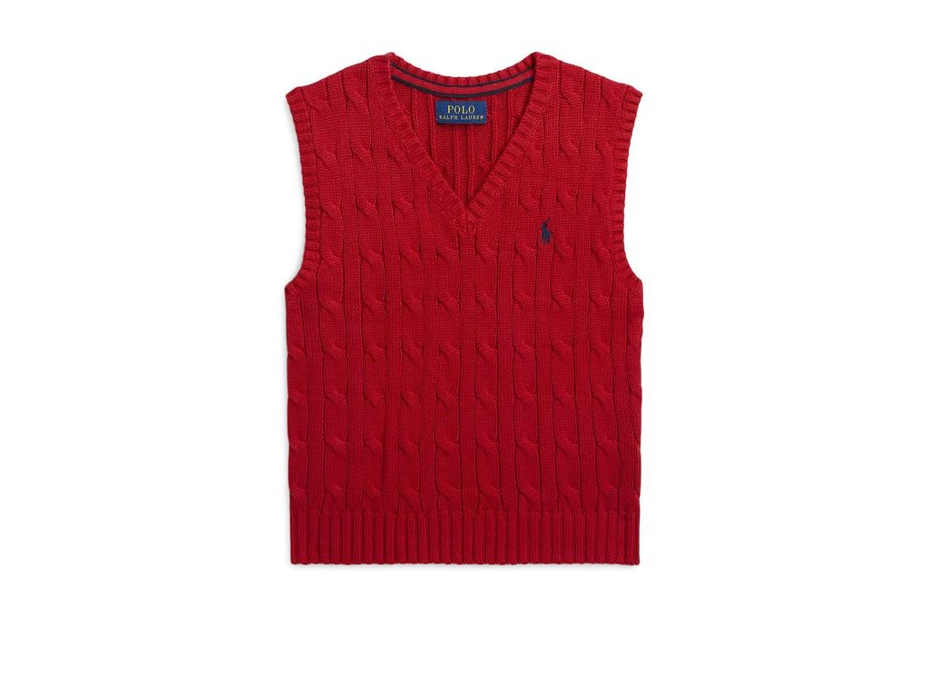 商品Ralph Lauren|Cable-Knit Cotton Sweater Vest (Toddler/Little Kid),价格¥394,第1张图片