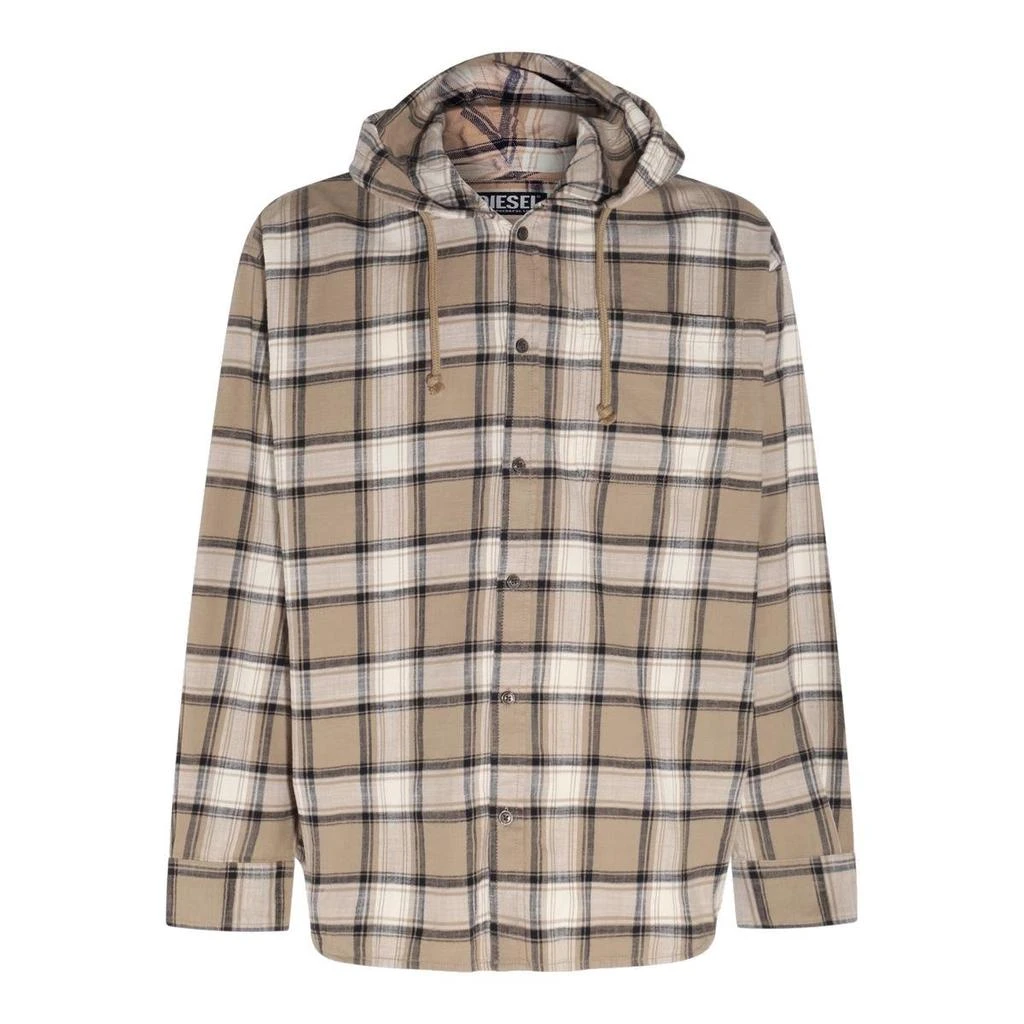 商品Diesel|Diesel Check Pattern Hooded Drawstring Shirt,价格¥1008,第1张图片