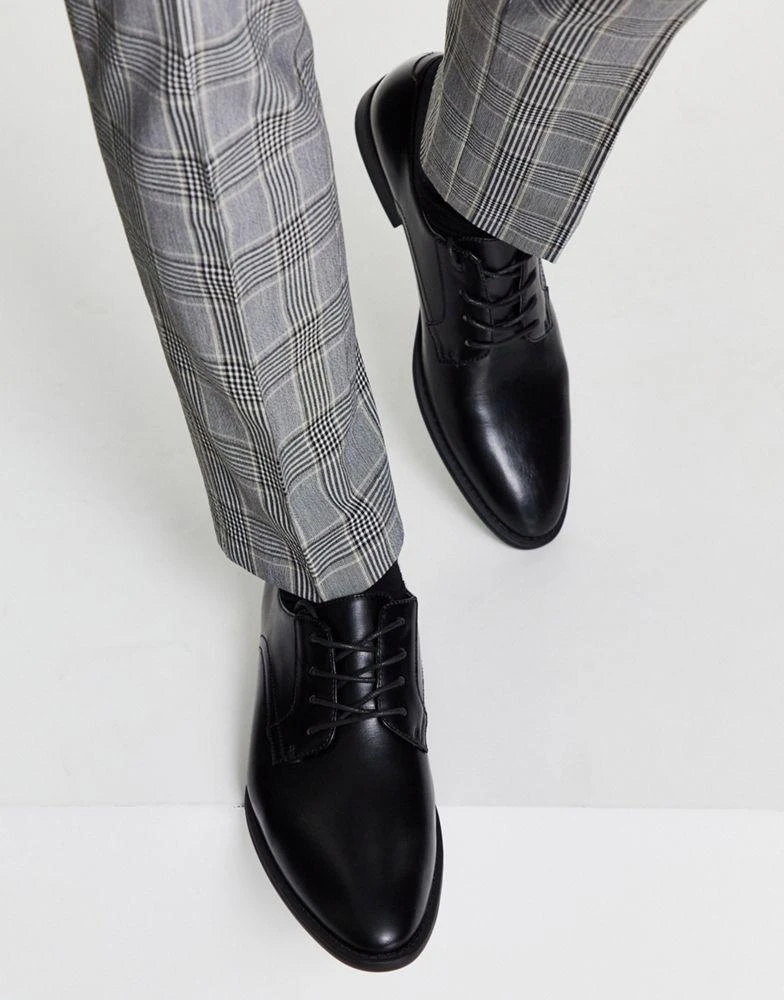 商品ASOS|ASOS DESIGN derby shoes in black faux leather,价格¥173,第4张图片详细描述