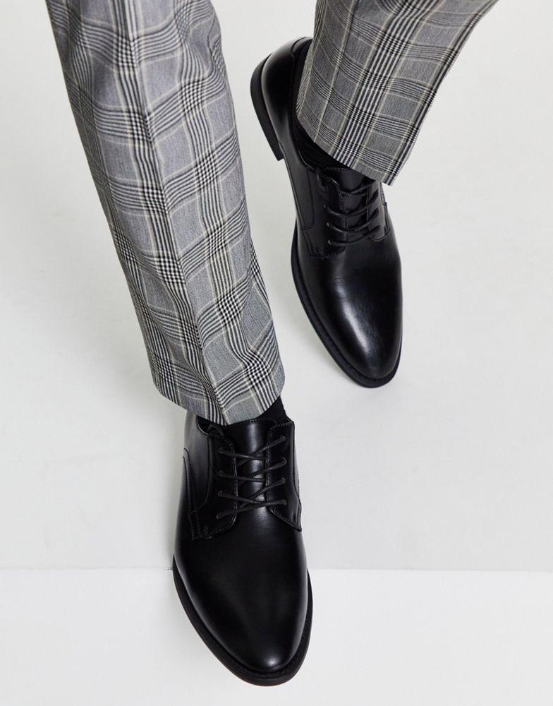 商品ASOS|ASOS DESIGN derby shoes in black faux leather,价格¥203,第6张图片详细描述