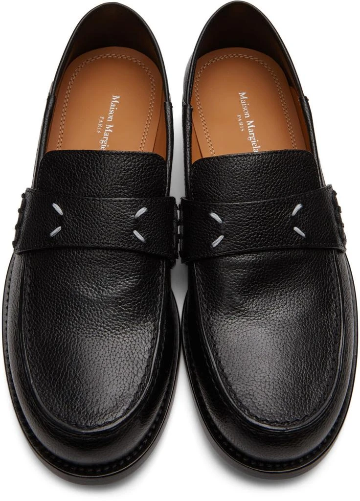 商品MAISON MARGIELA|Black Grained Stitch Camden Loafers,价格¥8010,第5张图片详细描述