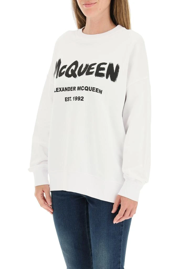 商品Alexander McQueen|Alexander mcqueen graffiti logo oversized sweatshirt,价格¥2313,第4张图片详细描述