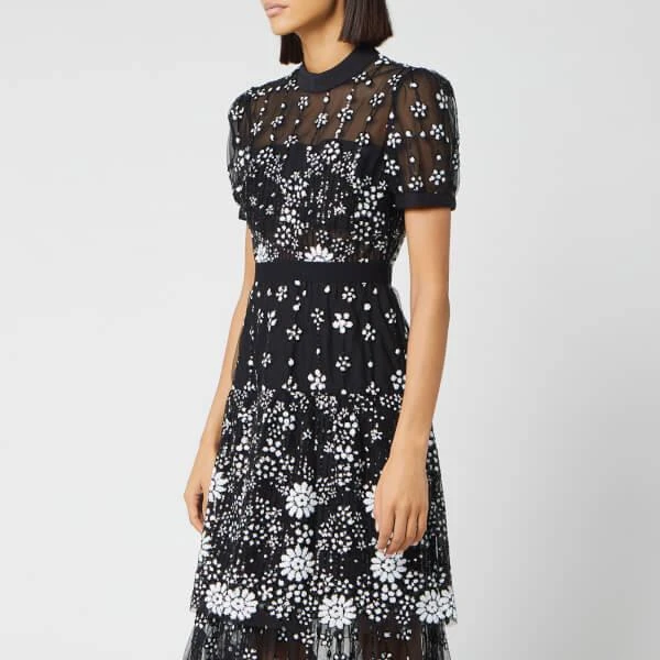 商品Self Portrait|Self-Portrait Women's Deco Sequin Crew Neck Midi Dress - Black,价格¥2807,第3张图片详细描述