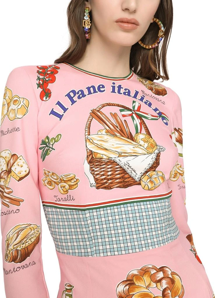 商品Dolce & Gabbana|珠串印花查米尤斯绸缎及膝连衣裙,价��格¥11166,第4张图片详细描述