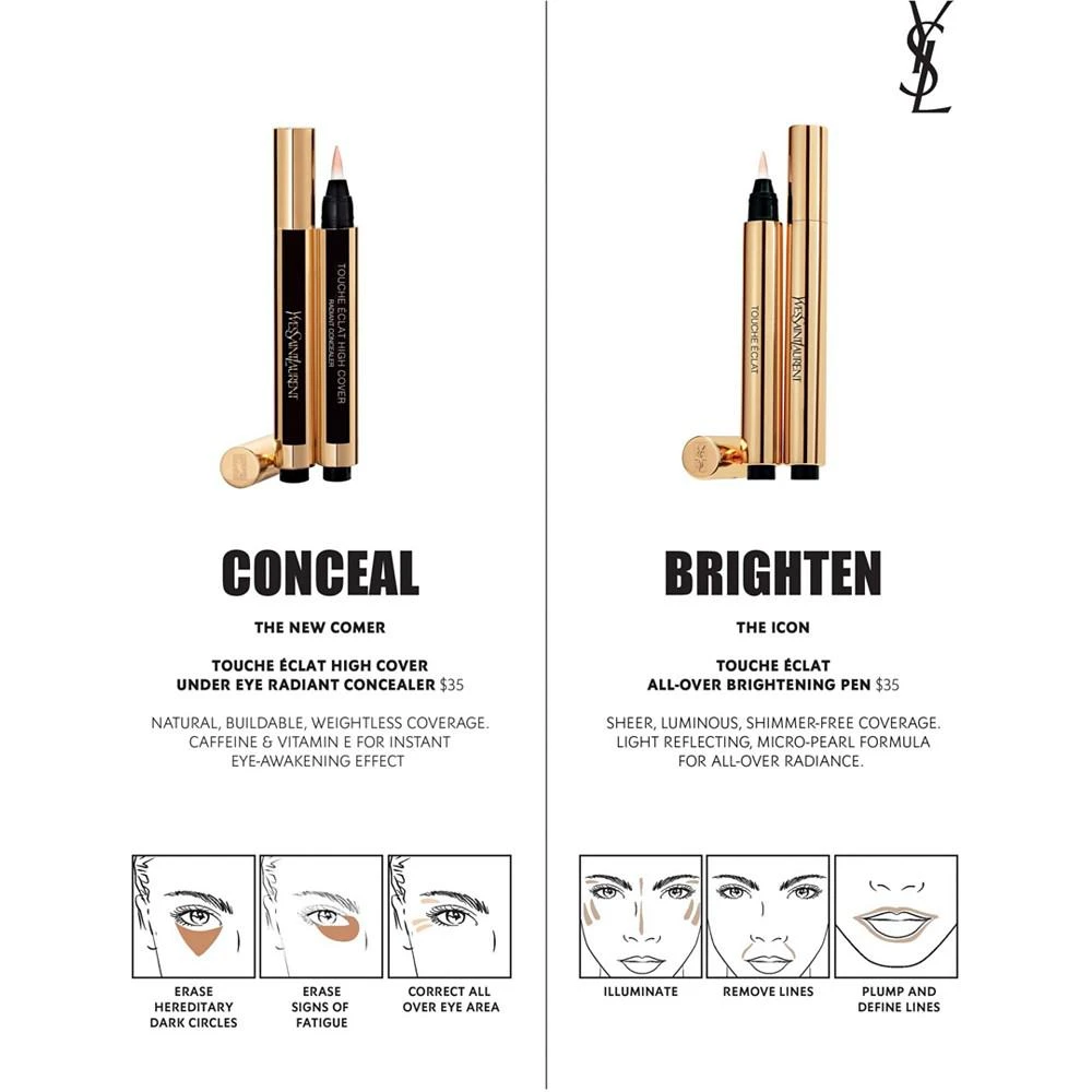 商品Yves Saint Laurent|Touche Éclat High Cover Radiant Concealer,价格¥301,第5张图片详细描述