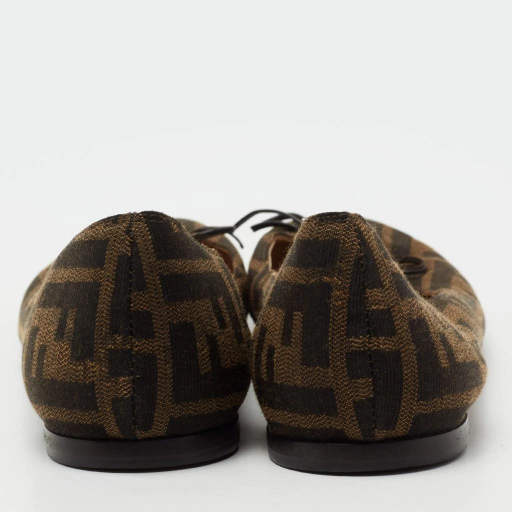 商品[二手商品] Fendi|Fendi Brown Zucca Canvas Logo Bow Ballet Flats Size 39,价格¥2453,第5张图片详细描述