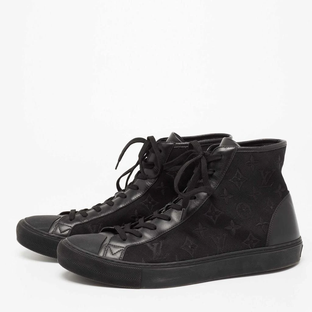 商品[二手商品] Louis Vuitton|Louis Vuitton Black Monogram Leather And Canvas Stellar High Top Sneakers Size 44,价格¥3709,第2张图片详细描述
