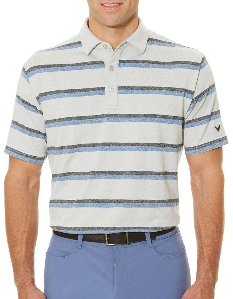 商品Callaway|Short Sleeve Opti-Soft Golf Performance Heather Printed Stripe Polo Shirt,价格¥266,第1张图片