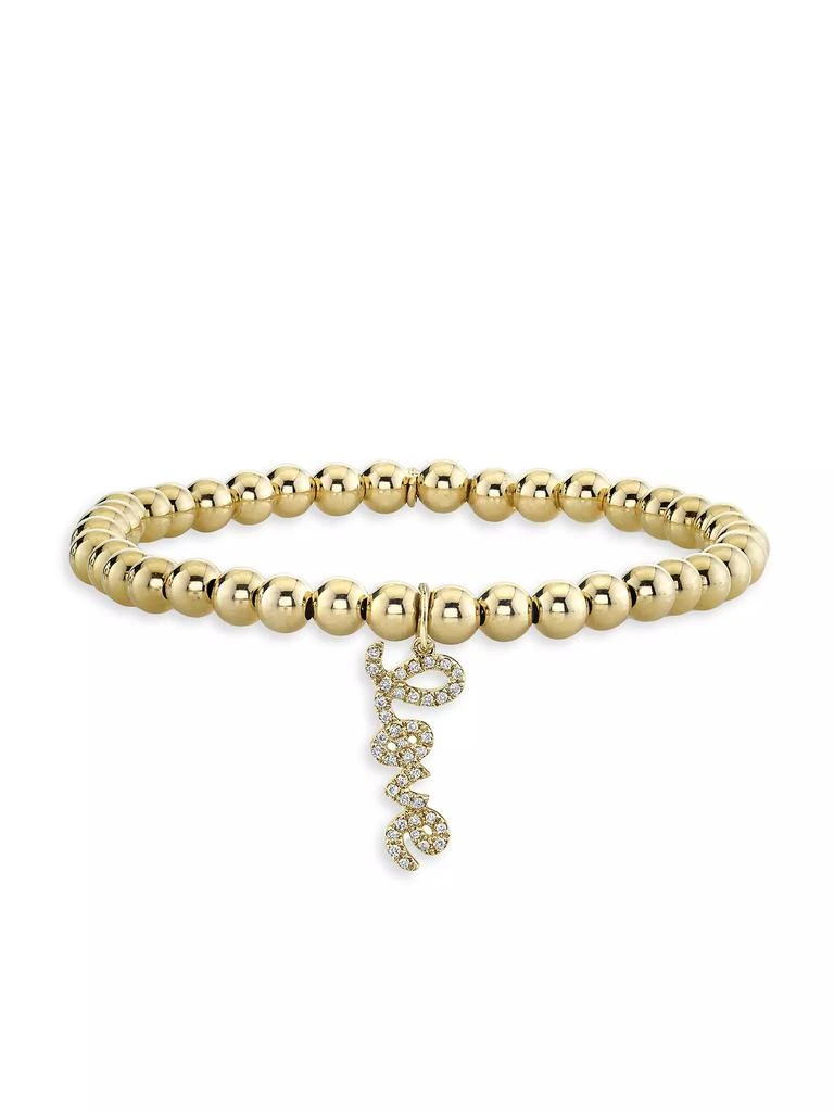 商品Sydney Evan|Under The Sea Love Script 14K Yellow Gold & 0.12 TCW Diamond Beaded Bracelet,价格¥11546,第1张图片