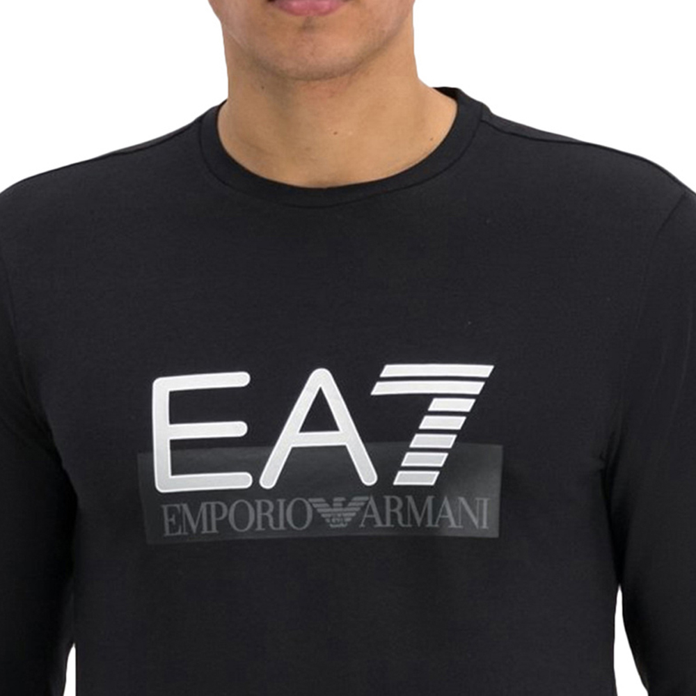 Emporio Armani 安普里奥 阿玛尼 男士黑色棉质氨纶混纺经典LOGO款圆领长袖T恤 6GPT64-PJ03Z-1200商品第4张图片规格展示