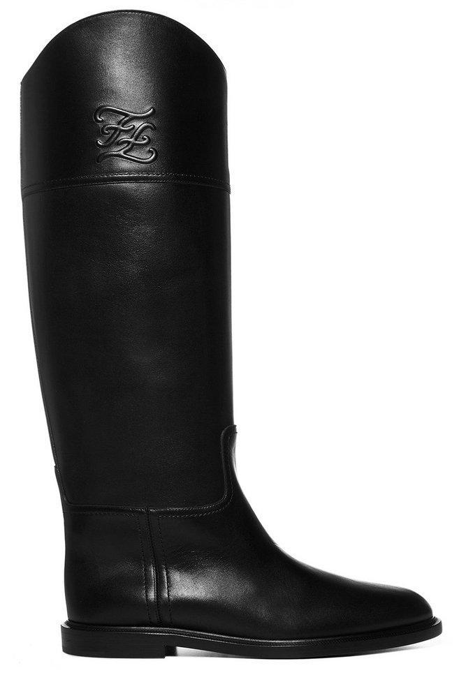 商品Fendi|Fendi Karligraphy Embossed Knee-High Boots,价格¥7302-¥8276,第1张图片