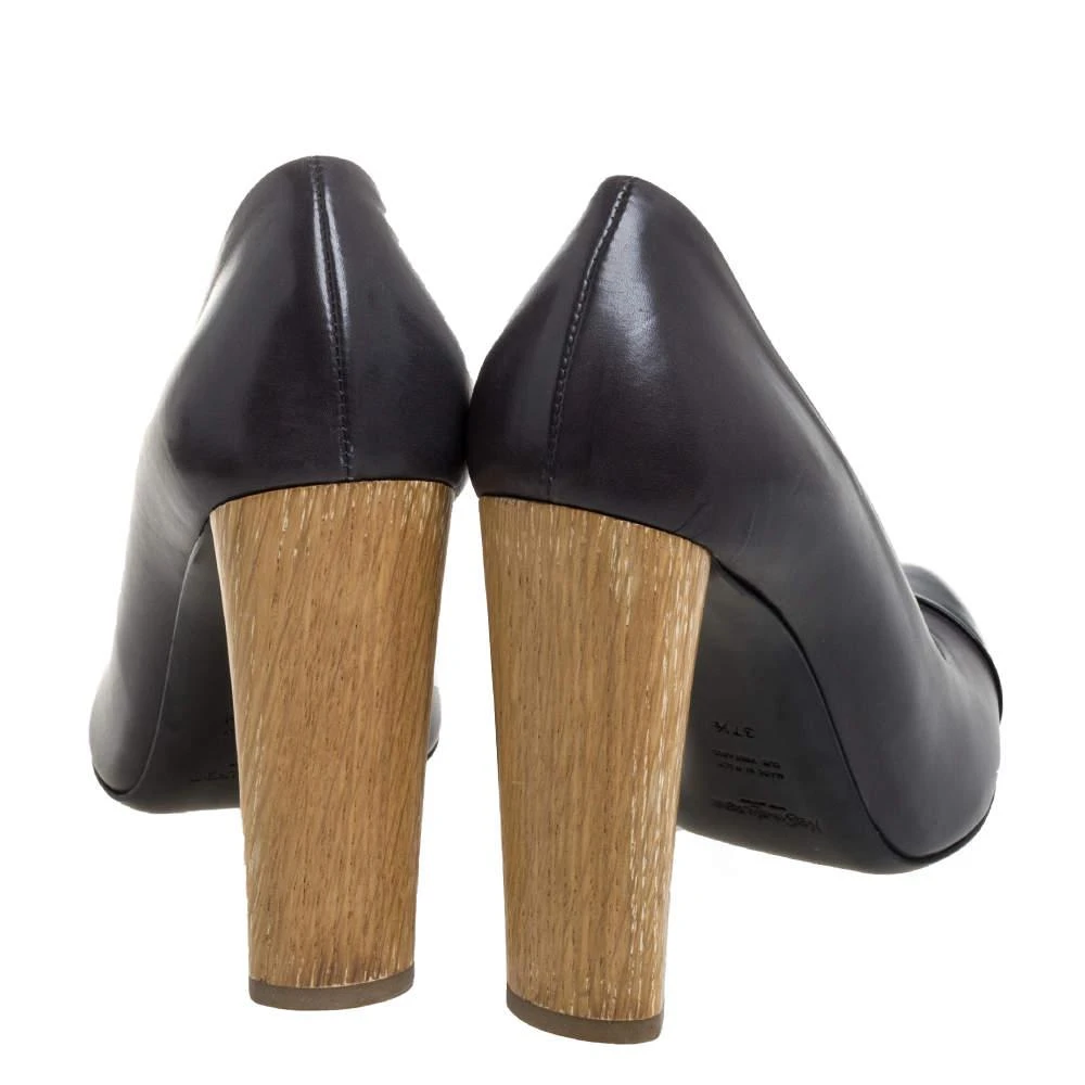 商品[二手商品] Yves Saint Laurent|Saint Laurent Paris Black Leather Wood Heel Pointed Toe Pumps Size 37.5,价格¥1276,第5张图片详细描述
