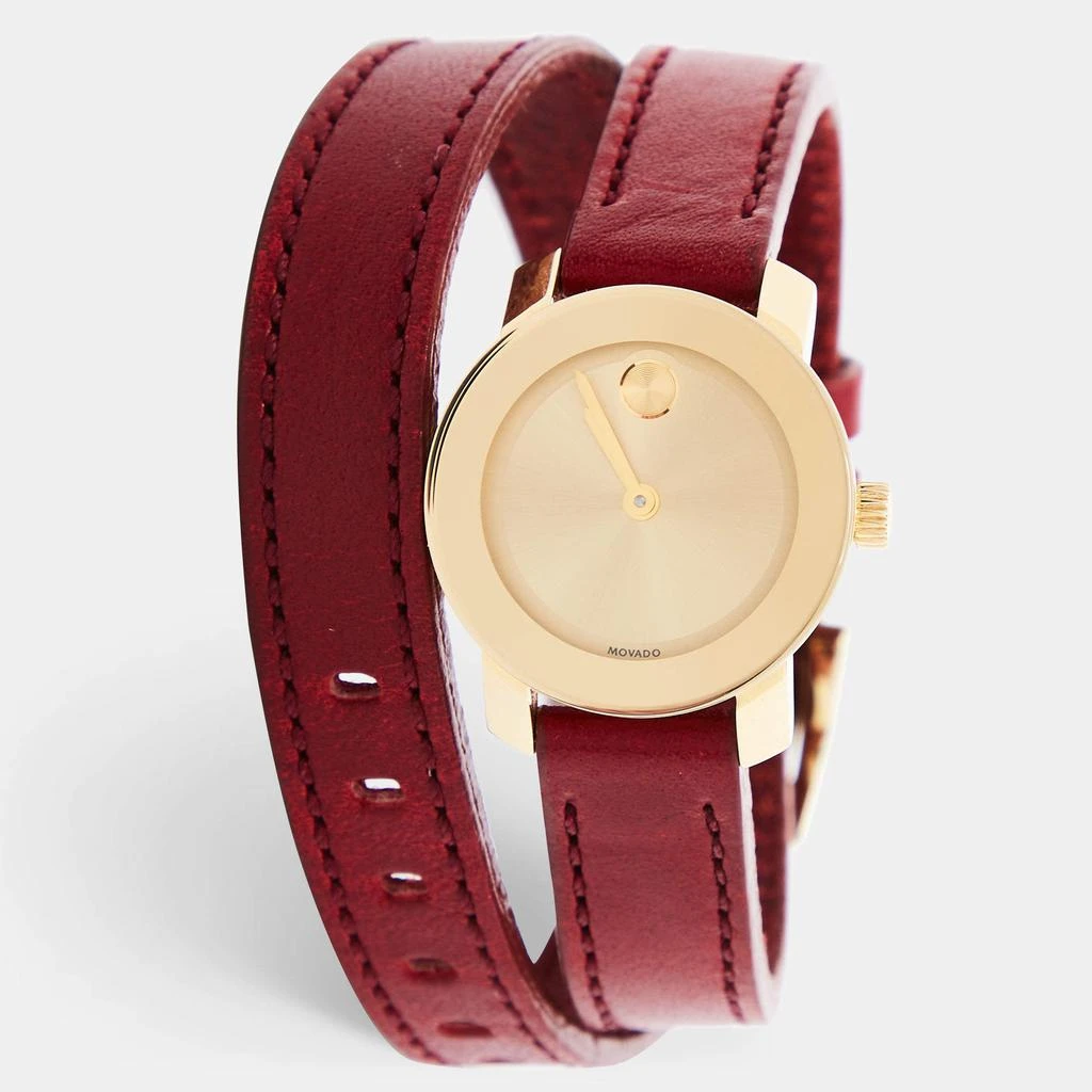 商品[二手商品] Movado|Movado Champagne Gold Plated Stainless Steel Leather Bold 3600344 Women's Wristwatch 25 mm ,价格¥2464,第1张图片