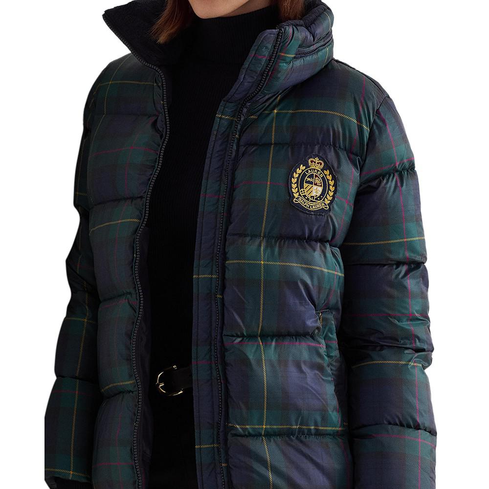 Women's Glen Plaid Hooded Puffer Coat商品第3张图片规格展示