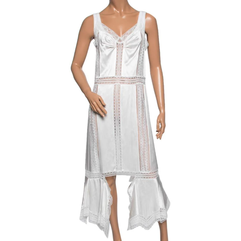 商品[二手商品] Burberry|Burberry White Satin Silk & Chantilly Lace Sleeveless Slip Dress S,价格¥6802,第1张图片