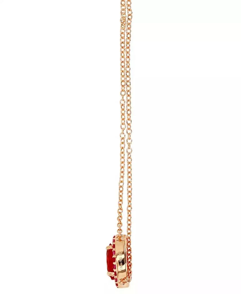 商品Macy's|Lab-Grown Ruby (1-7/8 ct. t.w.) & Lab-Grown Pink Sapphire (1/10 ct. t.w.) Oval Halo 18" Pendant Necklace in 14k Rose Gold-Plated Sterling Silver,价格¥281,第4张图片详细描述