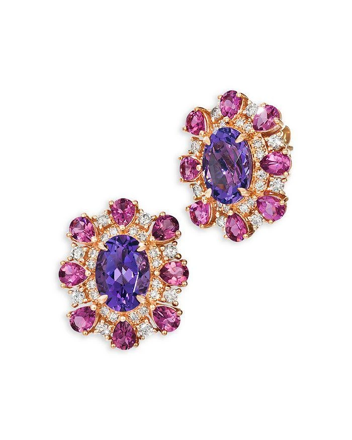 商品Bloomingdale's|Amethyst, Pink Tourmaline & Champagne Diamond Halo Stud Earrings in 14K Rose Gold,价格¥16955,第1张图片详细描述