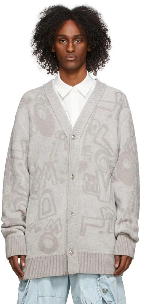 商品We11done|Grey Logo Graffiti Allover Cardigan,价格¥2703,第1张图片